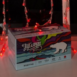 Новогодняя гирлянда Luazon Led-400 Водопад (2x1,5 м, красный) 705962