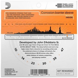 Струны для акустической гитары D'Addario EJ10 80/20 Bronze 10-47