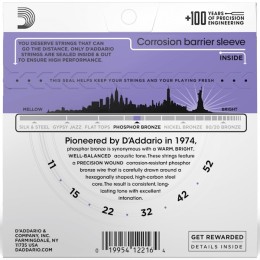 Струны для акустической гитары D'Addario EJ26 Phosphor Bronze 11-52