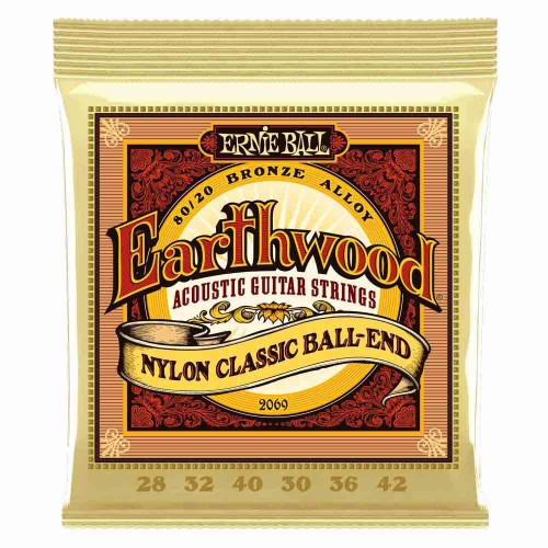 Струны для классической гитары Ernie Ball 2069 Earthwood Folk Nylon, Clear & Gold Ball End