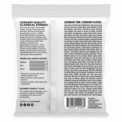 Струны для классической гитары Ernie Ball 2406 Ernesto Palla Classical Black Nylon & Silver